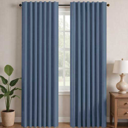 Blackout Curtains for Bedroom (Grayish Blue / 70"W x 84"L (Pack of 2))