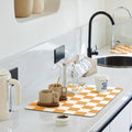 Checkered Dish Drying Mat for Kitchen Counter (Orange / 24" x 16")