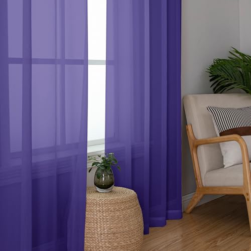 Purple Sheer Curtains 72 Inch Length 2 Panels (Purple / 42"W x 72"L (Pack of 2))