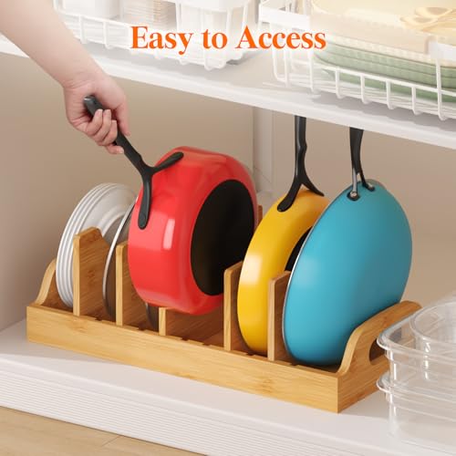 Bamboo Lid Organizers for Inside Cabinet with 7 Sections (Extra Large(15.6" x 8.1") / Natural)