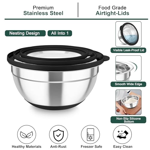 Mixing Bowls with Colander (Black)
