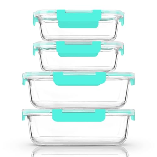 80 oz & 36 oz Extra Large Glass Food Storage Containers with Lids (Clear)