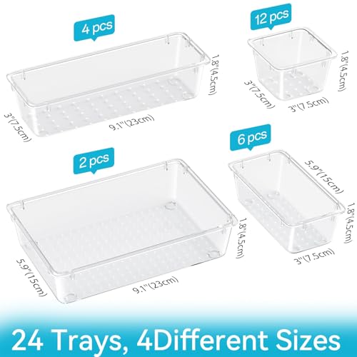 24 PCS Drawer Organizer Set (Milky / 24 Pcs)