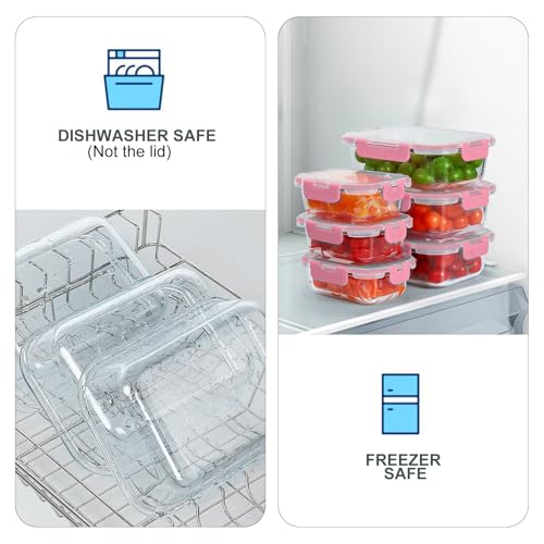 10 Pack Glass Food Storage Containers with Lids (Pink / 10-Pack)