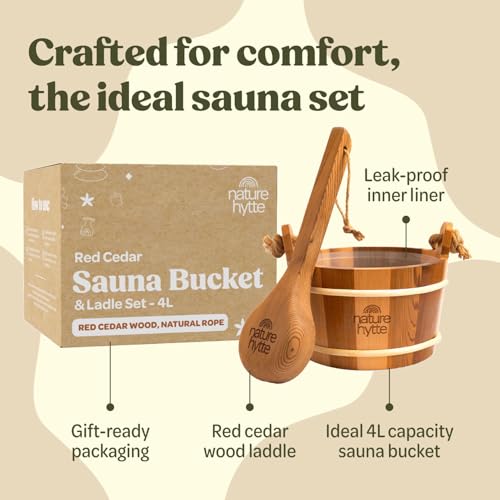 Red Cedar Sauna Bucket and Ladle Set 4L (4L (1 Gallon))