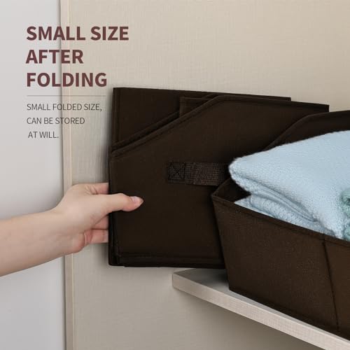 Closet Baskets for Shelves Trapezoid (Brown / Large -3 Pack)