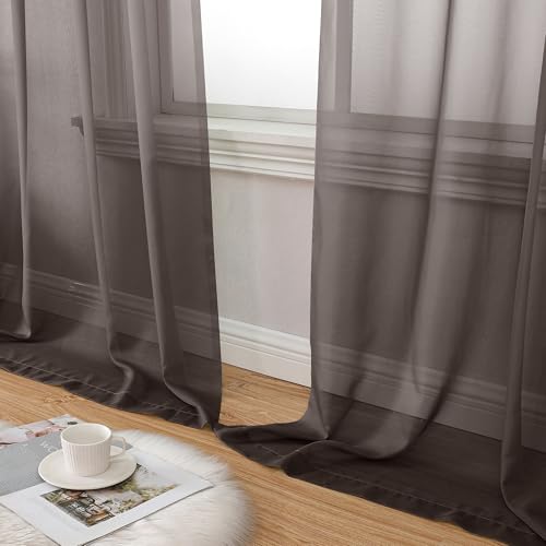 Chocolate Sheer Curtains 54 Inches Long 2 Panels (42"W x 54"L (Pack of 2) / Chocolate)