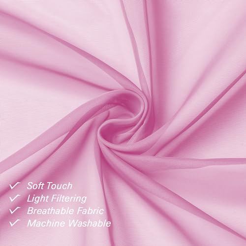 Sheer Curtains 96 Inches Long 2 Panels (Light Pink / 42"W x 96"L (Pack of 2))