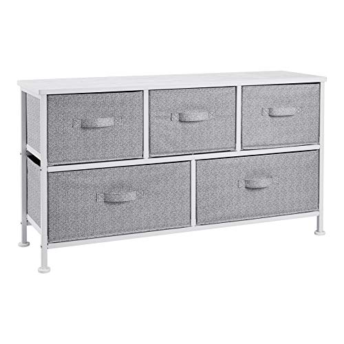 Extra Wide Fabric 5 (White / Organizer Unit + Grey Drawers)