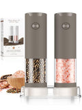 Electric Salt and Pepper Grinder Set Automatic Adjustable Coarseness Pepper Grinder Shakers Set Kitchen Products White Elephant Gift Anniversary Christmas Ideas Gifts for Men (Brown)
