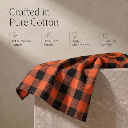 Kitchen Towels Cotton Dish Towels 20”x30” (20" x 30" (Set of 6) / 149 Orange/Black - Check)