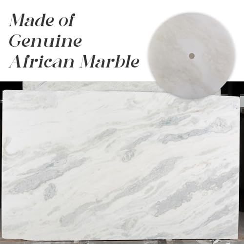 African Genuine Marble Paper Towel Holder Countertop (White Marble-silver Rod / 6" Marble Base)