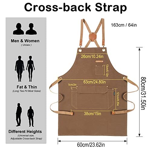 Chef Apron Men Women (Brown, 6 Pack)
