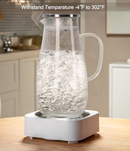 64oz Glass Borosilicate Pitcher with Lid and Handle for Fridge (64 Ounces)