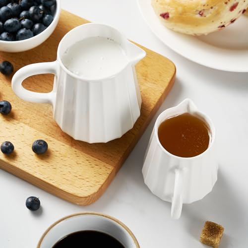 Wave Shaped 2 Pack 5 Oz Classic White Creamer with Handle (White / 5 Ounces;(Set/2))