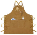 Canvas Cross Back Chef Cotton Apron for Men Women (Brown)