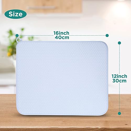 12 * 16 inch Microfiber Dish Drying Mat (Light Blue / 12" x 16")