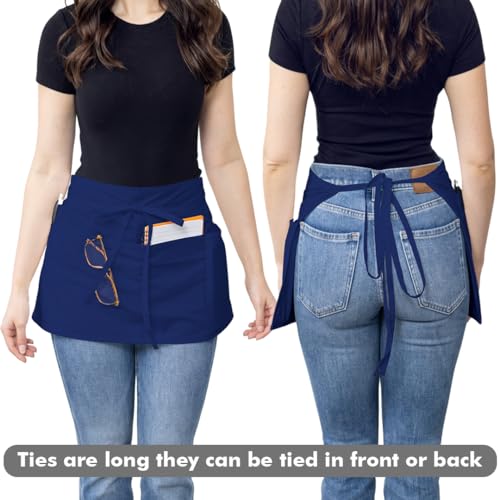 Waitress Apron with Pockets (Blue - Pack of 3)