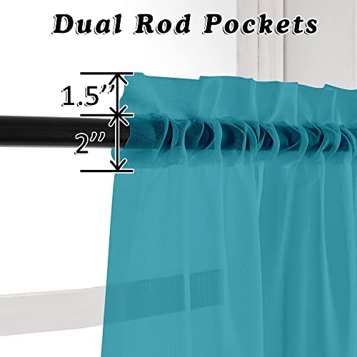 2 Panels Sheer Window Curtain Panels 96" Length for Bedroom (Turquoise / 42"W x 96"L (Pack of 2))