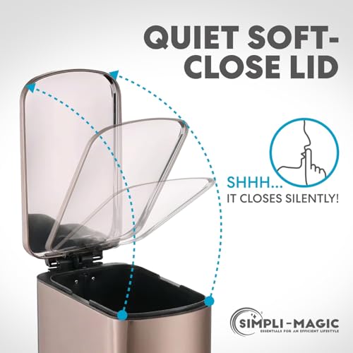 6L 1.6G Stainless Steel Bathroom Trash Can with Hands (Gold / Small)