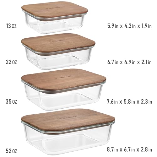 Glass Container Set with Acacia Lids (Dark Brown)
