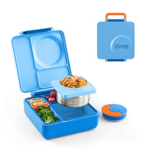 OmieBox Kids Insulated Leakproof Bento Lunch Box with Food Jar (8.5 Ounces / Blue Sky)