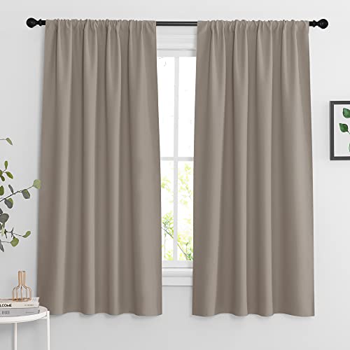 Blackout Curtains for Bedroom Living Room Nursery 63 inches Long (Sand / 42"W x 63"L (Pack of 2))