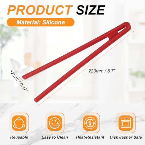 8.7" Silicone Toast Tongs (Red / 8.7")
