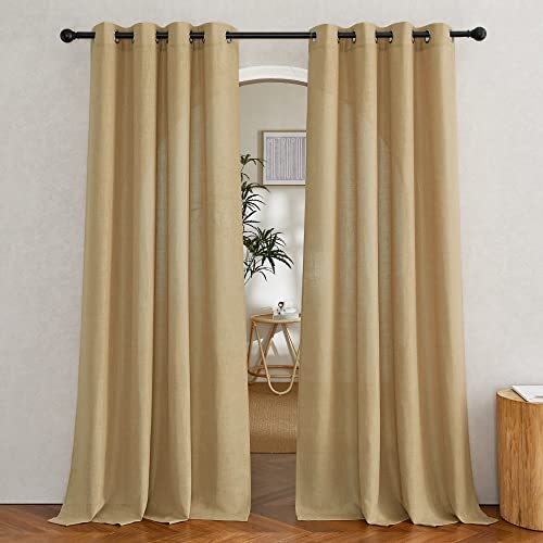 Linen Brown Curtains & Drapes Privacy with Light Filtering (52"W x 84"L (Pack of 2) / Linen Brown)