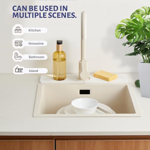 Stone Faucet Mat for Kitchen Sink (White.15.8" x 3.9")