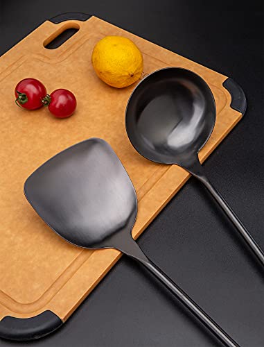 Spatula & Ladle Wok Tool Set (Black-2 Pieces Set)