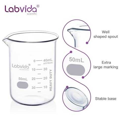 12pcs 50ml Upgrated Thick Glass Beakers (12pcs of Vol.50ml)
