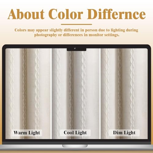 80% Boho Blackout Curtains 72 Inch Linen Blend Drapes 2 Panels (Greige / 52"W x 72"L (Pack of 2))