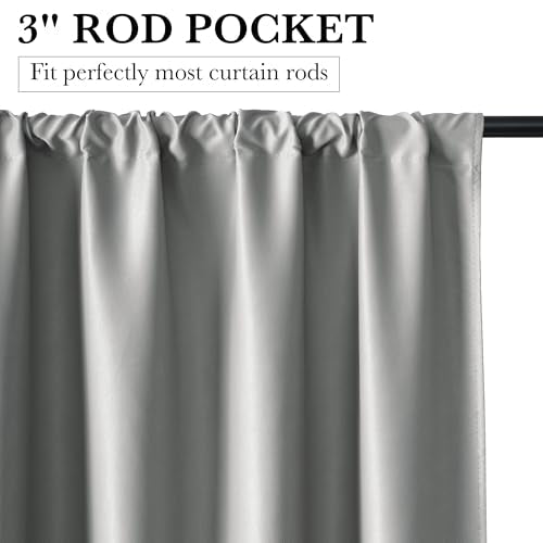 100% Blackout Short Curtains for Small Window (100% Blackout - Sliver Grey / 34"W x 45"L (Pack of 2))