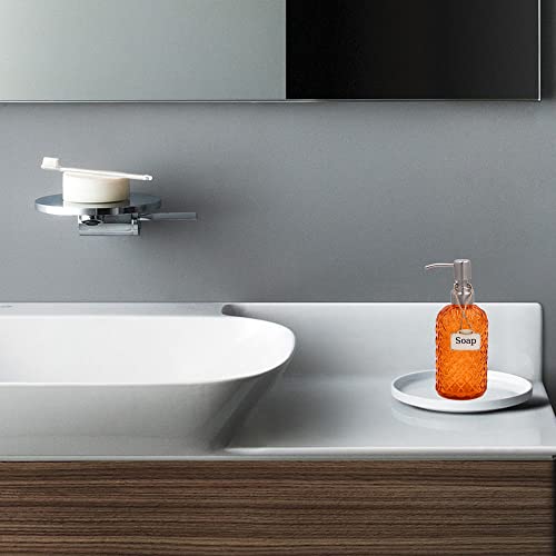 16oz Diamond Pattern Glass Soap Dispenser with Rust Resistant Pump (Orange-1pack)