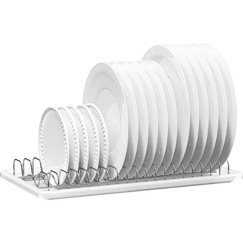 Stainless Steel Plate Drying Rack with Drainboard (1-Pack / Chrome)