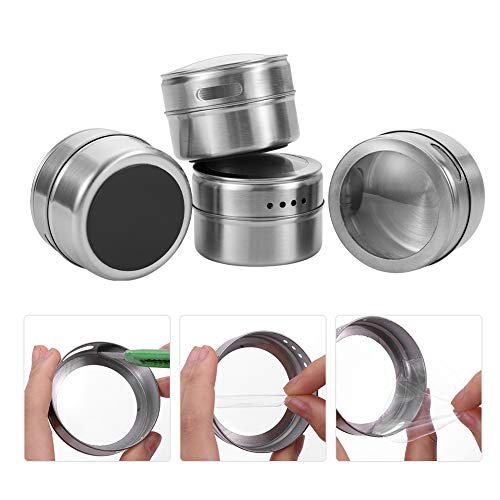 12 Magnetic Spice Jar Containers Spice Tins (12 MAGNETIC SPICE TINS WITH WALL PLATES)
