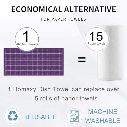 100% Cotton Terry Kitchen Towels (Purple / 13 X 28 - 6 Pack)