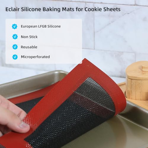 Perforated Silicone Baking Mats for Quarter Sheet (Black Background with Red Trim / (8.25'' x 11.75'') Quarter Sheet)