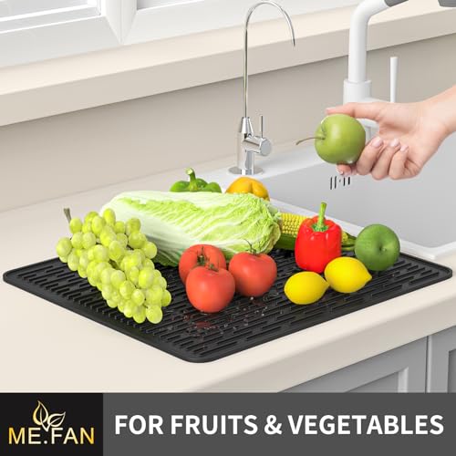 Silicone Dish Drying Mat for Kitchen Counter (Black / 8" x 12")