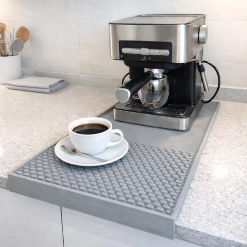 Coffee & Bar Mat For Countertop With "Edge Protection" (Gray / 24" x 12")