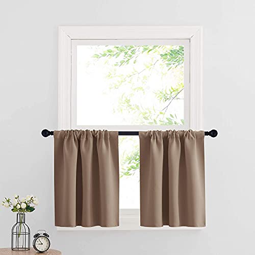 Cafe Blackout Curtains 24 inch Length (Mocha / 29"W x 24"L (Pack of 2))