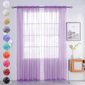 Solid Sheer Rod Pocket Curtain Voile Draperies 2 Panels White Beige Black Grey Coffee 52 Inch Width 90 Inch Long 1 Pair for Kitchen Bedroom Children Living Room Yard (Lavender / 52"W x 90"L (Pack of 2))