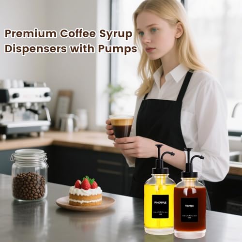 16.9oz Glass Coffee Syrup Dispensers 4 (Black)