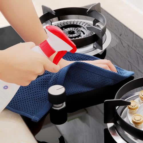 100% Cotton Waffle Weave Kitchen Dish Towels 8 (Navy Blue / 13 X 28 - 8 Pack)