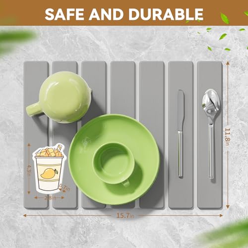 Foldable Stone Dish Drying Mat (Light Gray / 15.5" x 11.8")