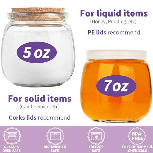 40 Pack 7oz Small Glass Jars with Cork Lids