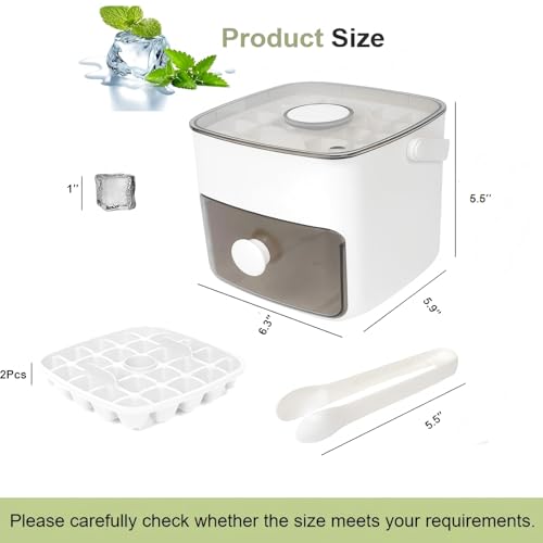 Ice Cube Tray with Lid & Bin Ice Maker for Freezer Ice Trays Ice Container (White)
