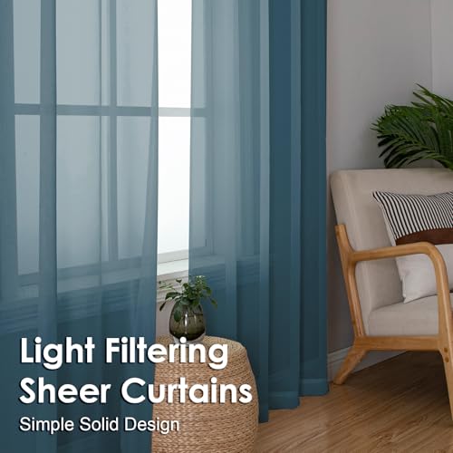 Dusty Blue Sheer Curtains 45 Inches Long 2 Panels (Dusty / 42"W x 45"L (Pack of 2))