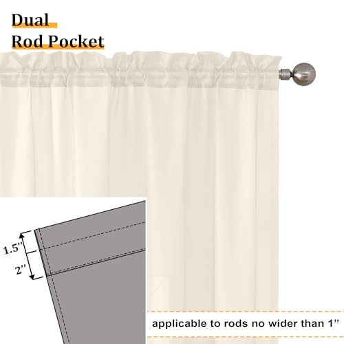 Cream Sheer Curtains 84 Inches Long 2 Panels Set for Living Room (42"W x 84"L (Pack of 2) / Cream)